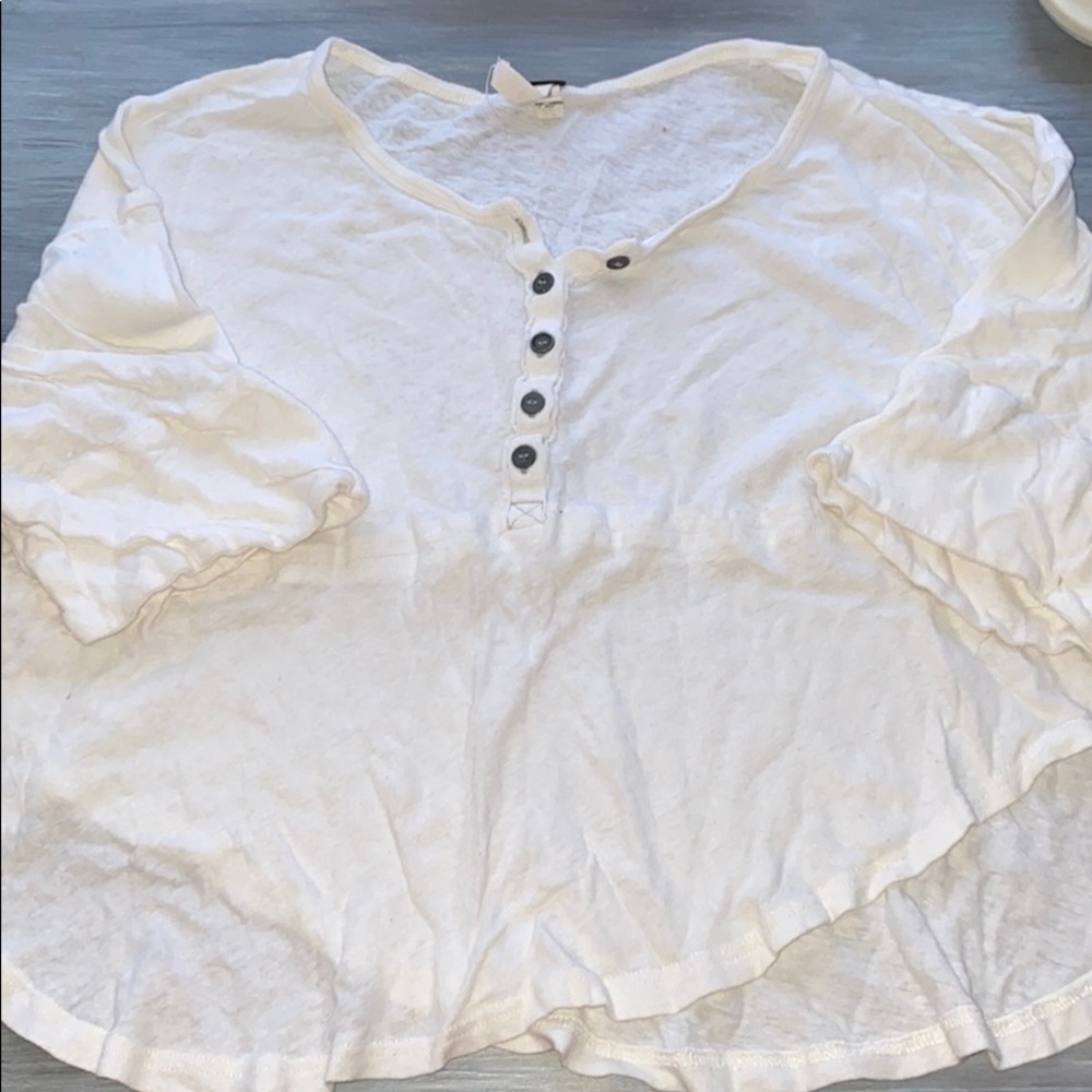 Free People White Henley Top - Picture 2 of 2